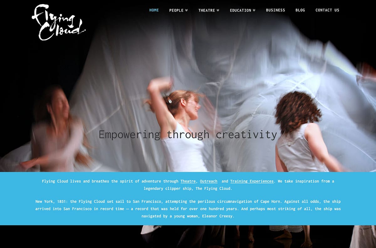 Flying Cloud - website design by The Big Ideas Collective